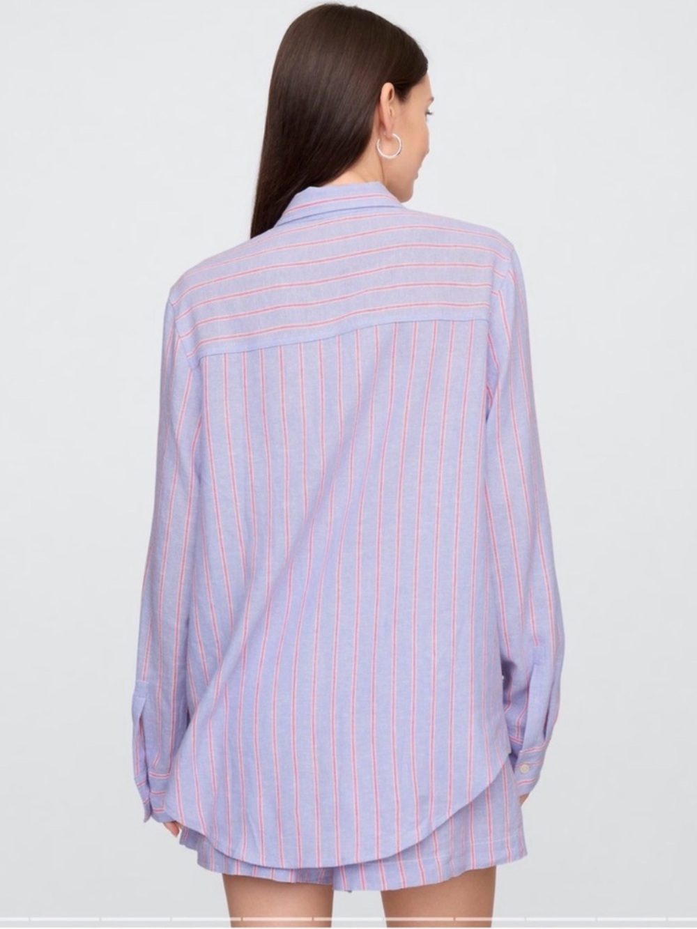 Gap Linen blend Relaxed Lavender Stripe Shirt & Shorts (set) - Picture 4 of 7